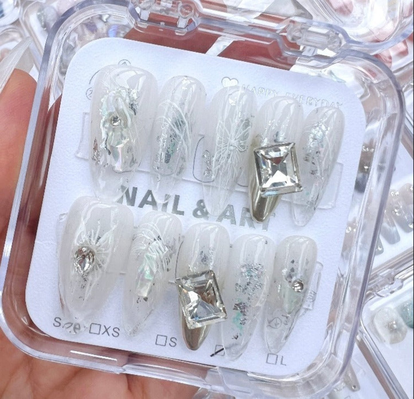 A01 Hand-painted White Butterfly with Diamonds